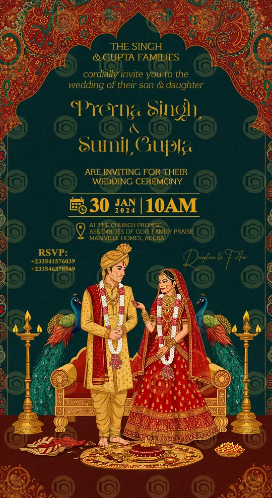 Festive Indian Wedding Invitation Card With Intricate Designs And Cultural Symbols